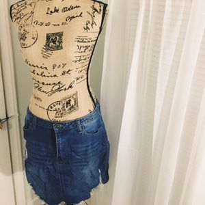 Distressed Denim Skirt